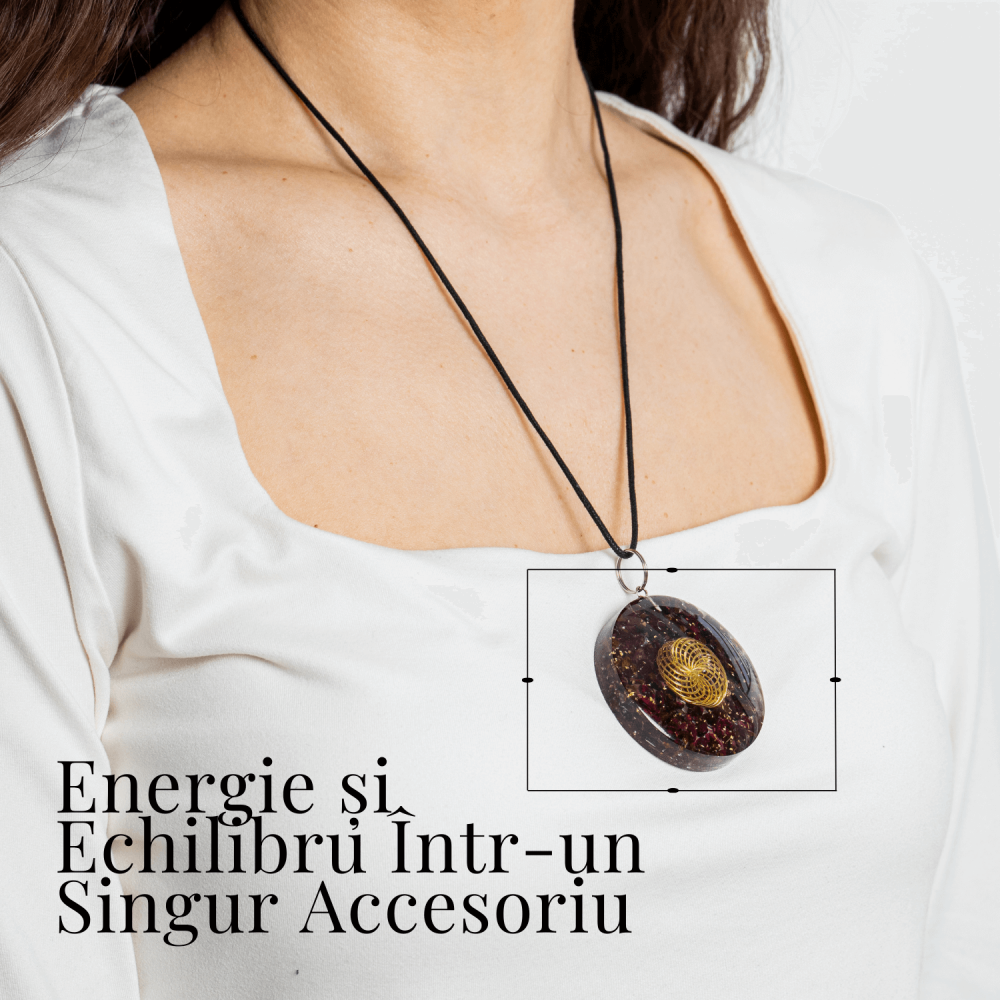 Colier ajustabil orgonic cu semnul Torus si granat pentru energie si echilibru [2]