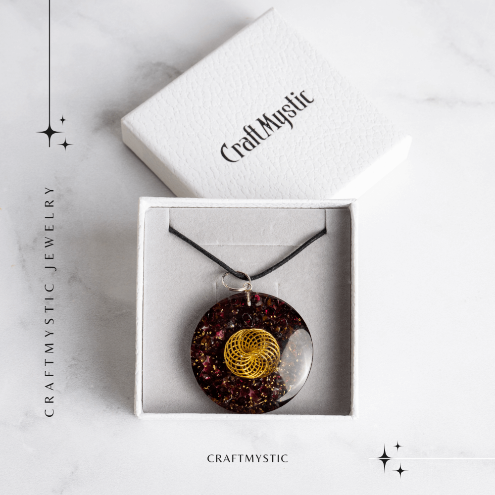 Colier ajustabil orgonic cu semnul Torus si granat pentru energie si echilibru [8]