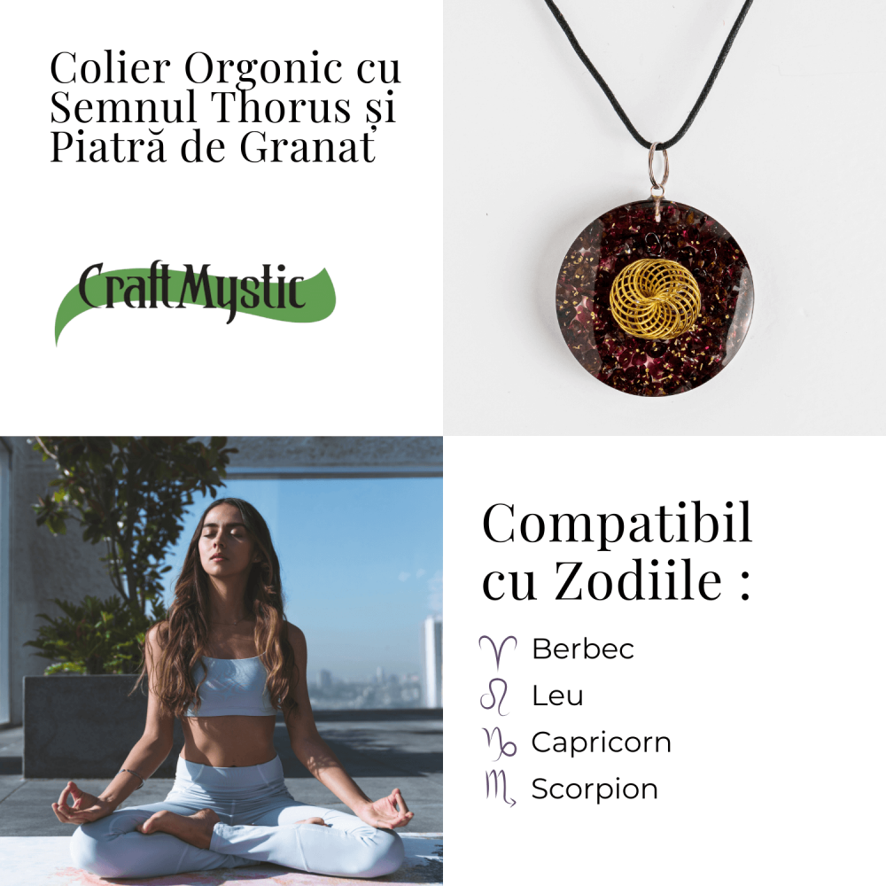 Colier ajustabil orgonic cu semnul Torus si granat pentru energie si echilibru [5]