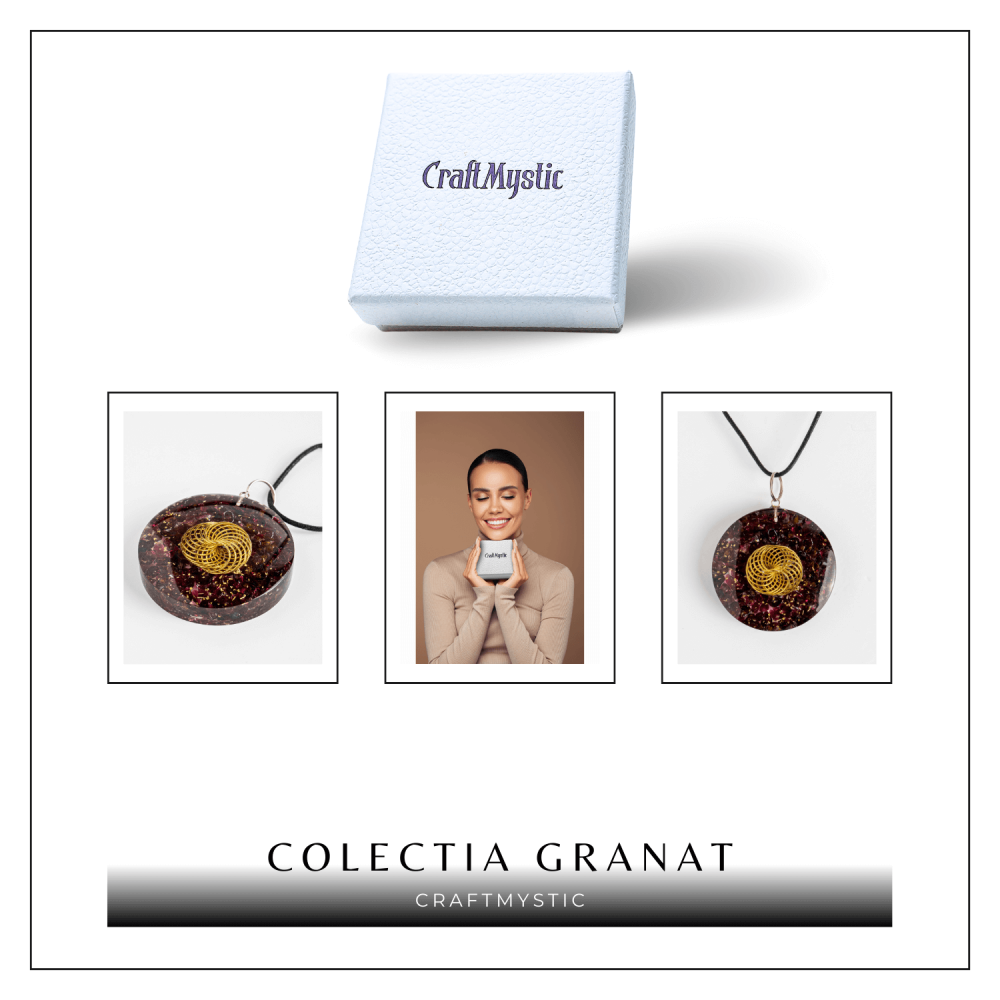 Colier ajustabil orgonic cu semnul Torus si granat pentru energie si echilibru [7]