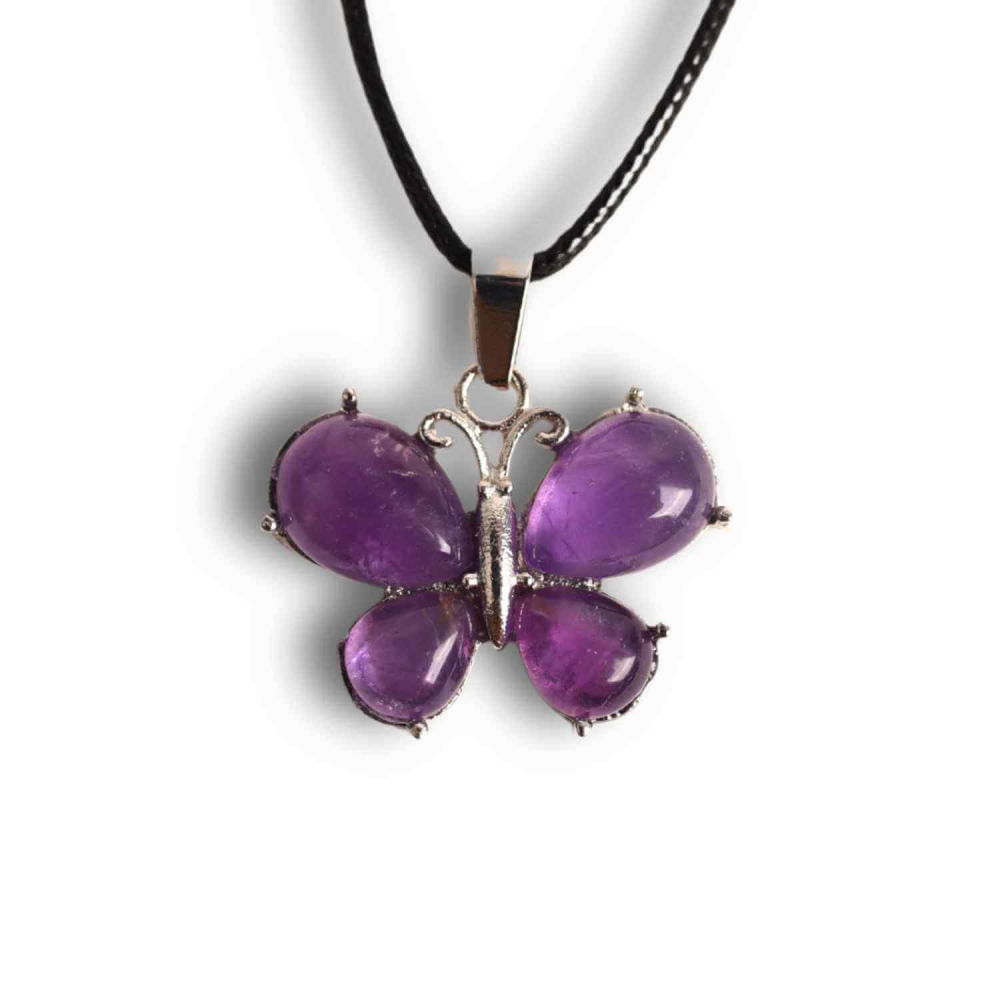 Colier ajustabil fluture cu ametist, ochi de tigru sau cuart roz – Protecție și Eleganță [1]