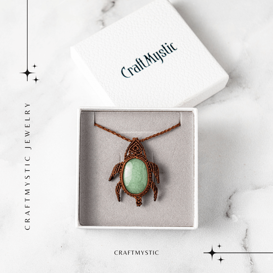 Colier Ajustabil Handmade cu Cristal de Aventurin Verde in Broscuta Impletita [6]