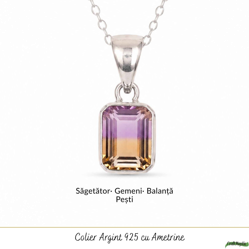Colier Ametrine Dreptunghi din Argint 925 – Claritate Mentala si Echilibru Interior [5]