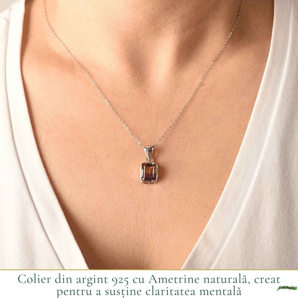 Colier Ametrine Dreptunghi din Argint 925 – Claritate Mentala si Echilibru Interior [2]