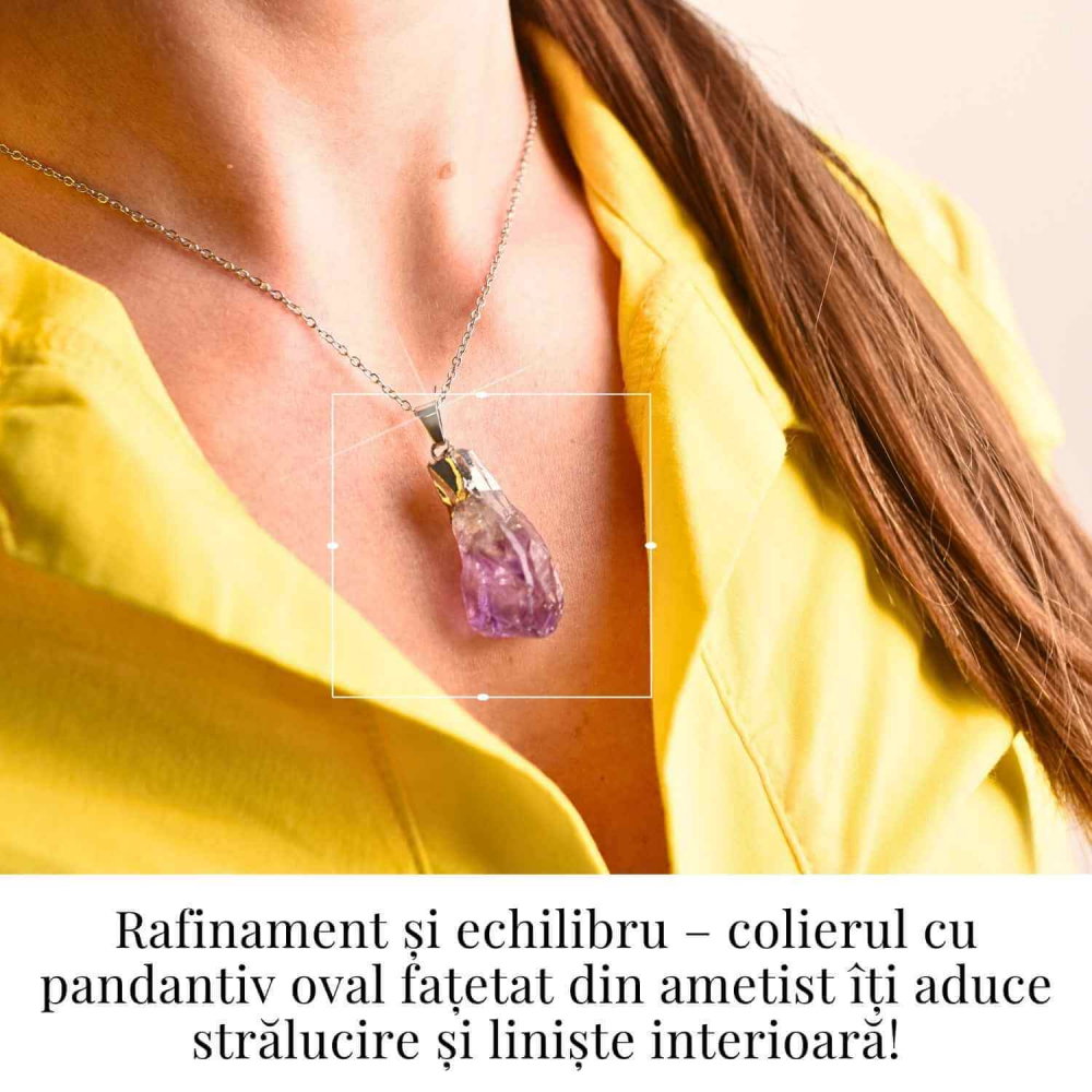 Colier argintiu cu varf de ametist brut – Calm si Eleganta Naturala [2]