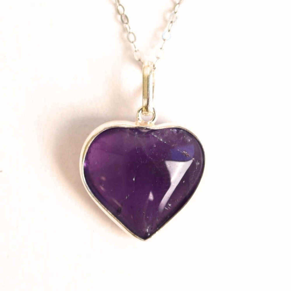 Liniste si Intuitie Profunda – Colier Inima cu Ametist si Argint 925 [1]