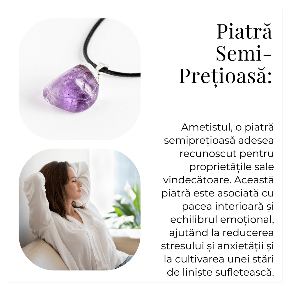 Colier cu Piatra Rulata de Ametist Natural – Calm si Protectie Spirituala [6]