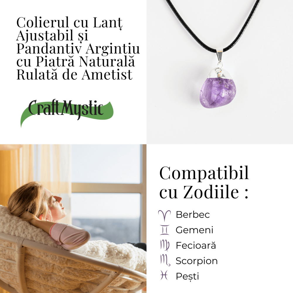 Colier cu Piatra Rulata de Ametist Natural – Calm si Protectie Spirituala [5]