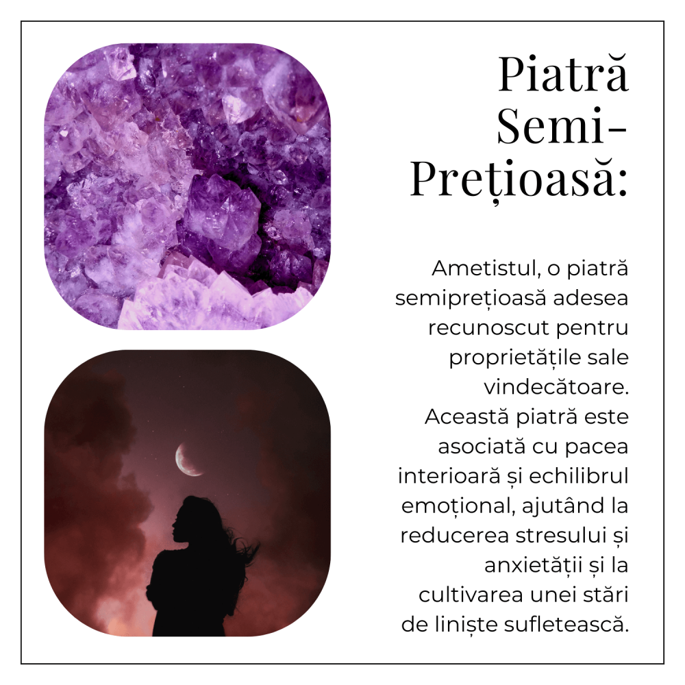 Colier Argintiu cu Ametist Druzy Semiluna – Claritate si Echilibru [8]