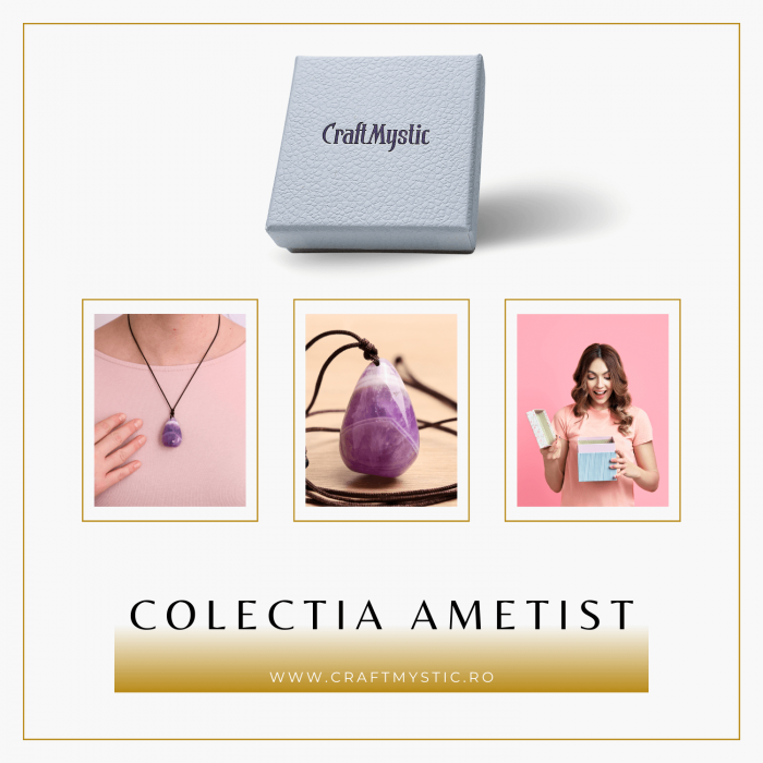 Colier cu Pandantiv din Ametist Chevron Natural in Forma de ou, Accesoriu Elegant pentru Femei [3]