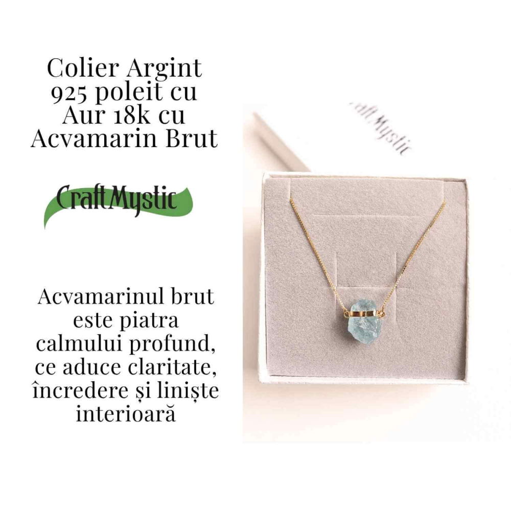 Calm Interior si Comunicare Clara – Colier din Argint 925 Placat cu Aur 18K cu Acvamarin [3]