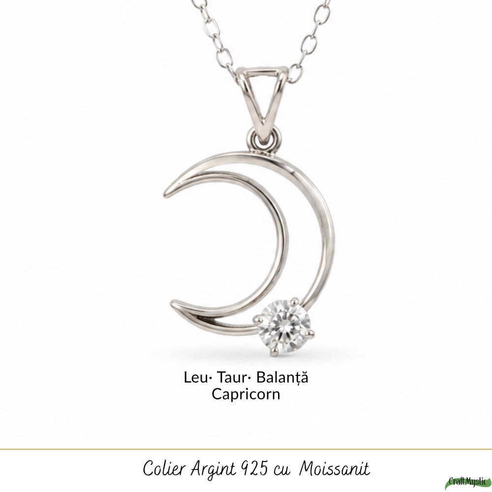 Colier Semiluna cu Moissanit din Argint 925 – Feminitate si Stralucire Mistica [5]