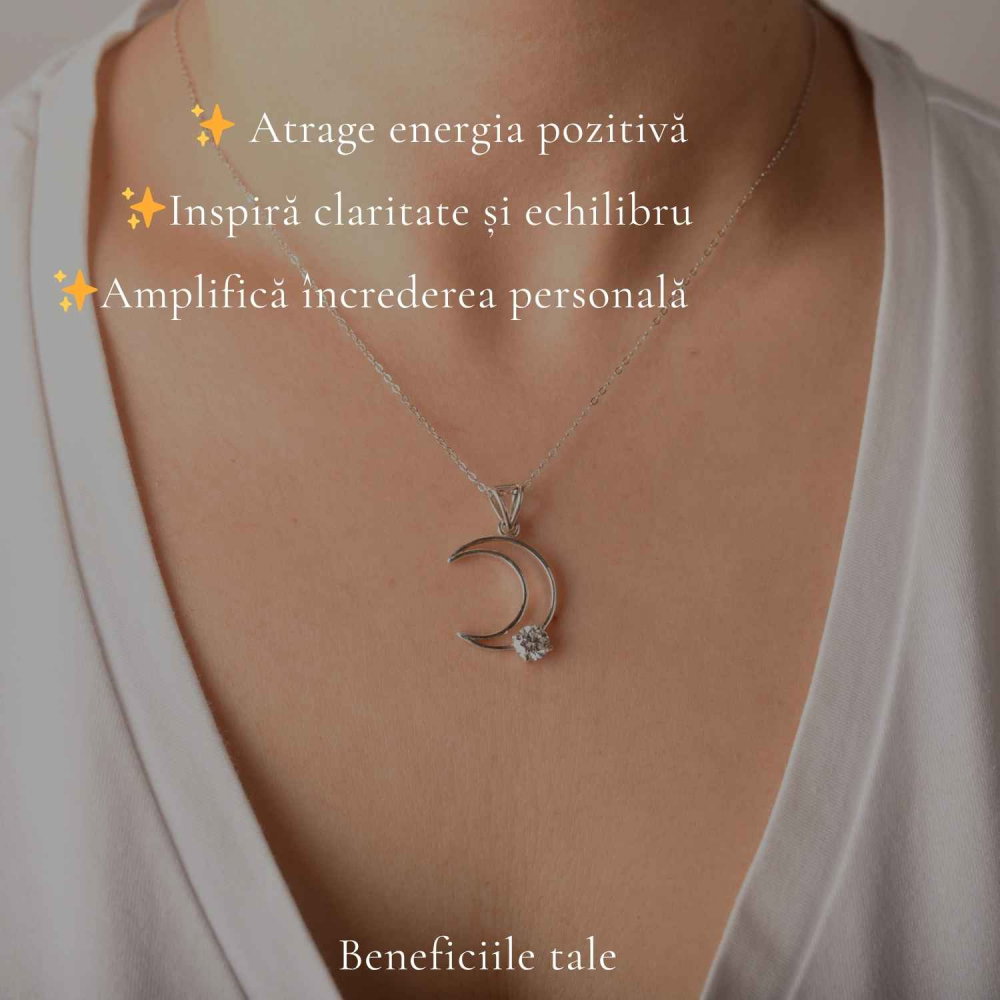 Colier Semiluna cu Moissanit din Argint 925 – Feminitate si Stralucire Mistica [3]