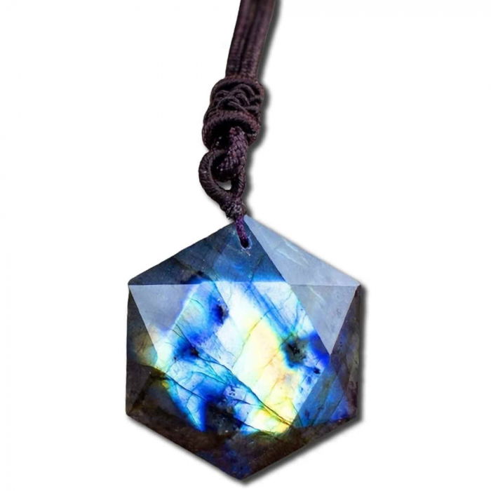 Colier Amuleta cu Hexagrama din Labradorit Natural - Dezvaluie-ti Puterile Magice [1]