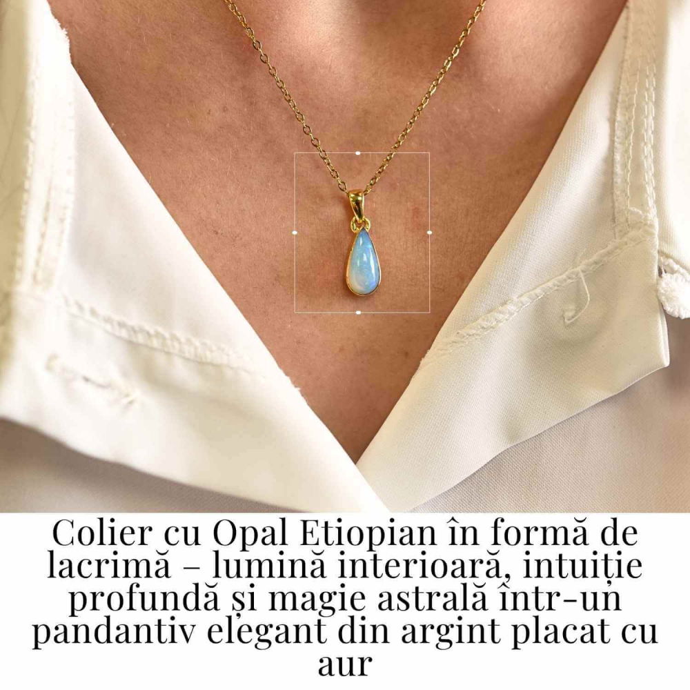 Colier Argint 925 Aur 18K cu Opal Etiopian Lacrima – Intuitie si Claritate [2]