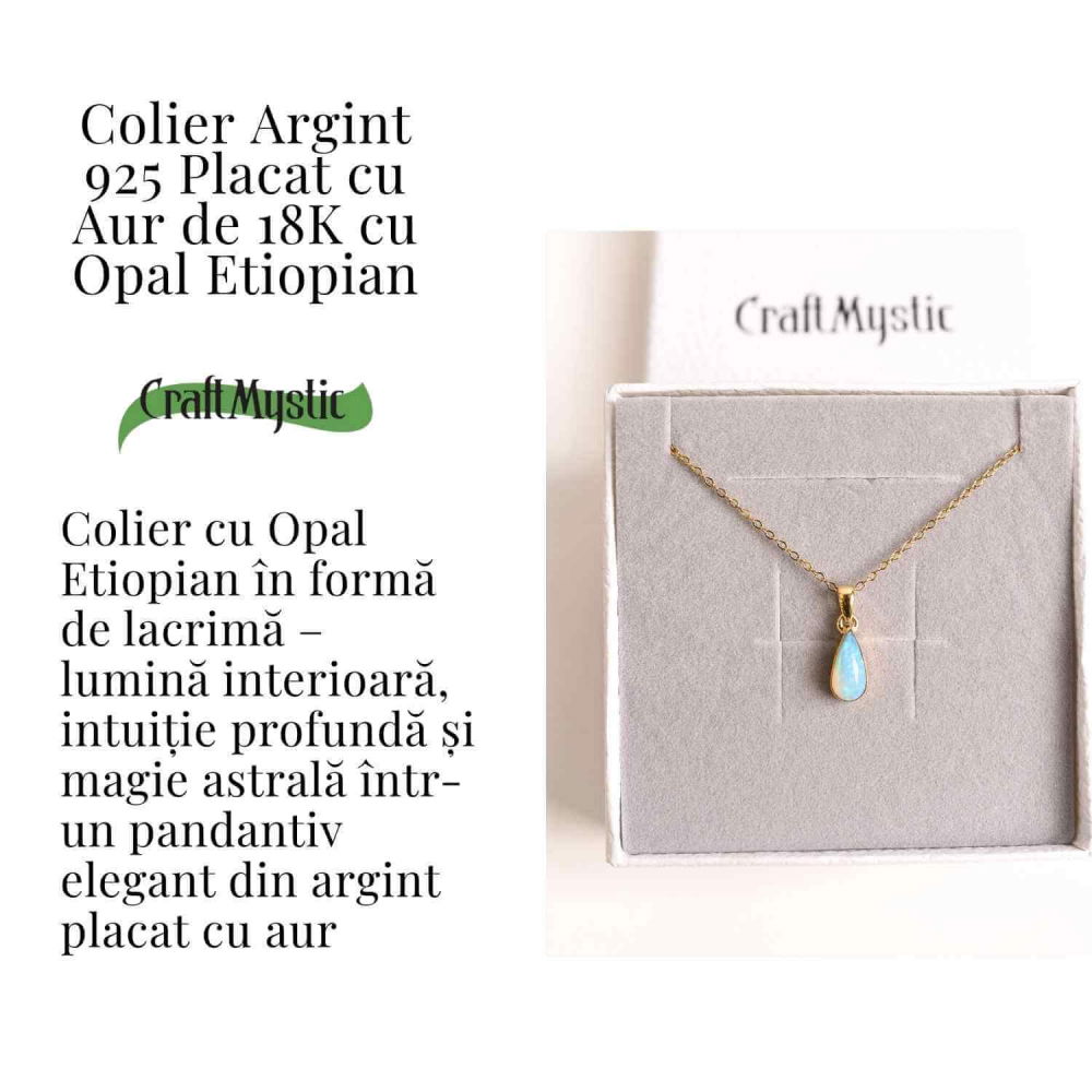 Colier Argint 925 Aur 18K cu Opal Etiopian Lacrima – Intuitie si Claritate [3]