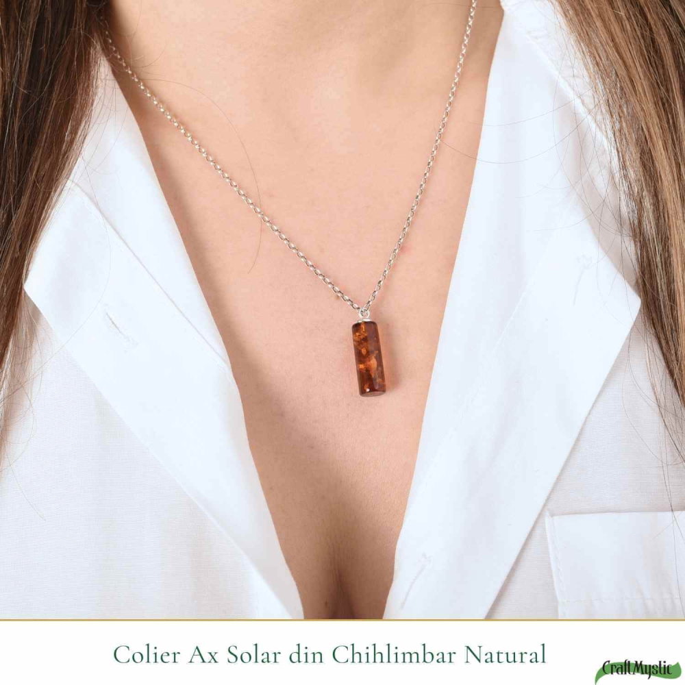 Colier argint 925 cilindru cu chihlimbar natural – Energie solara si claritate [2]