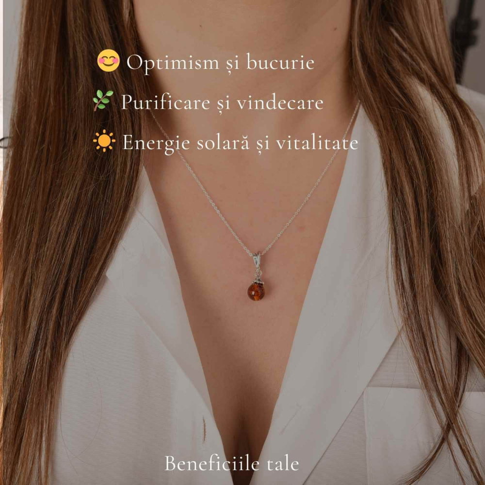 Colier argint 925 bobita cu chihlimbar natural – Vitalitate solara discreta [3]