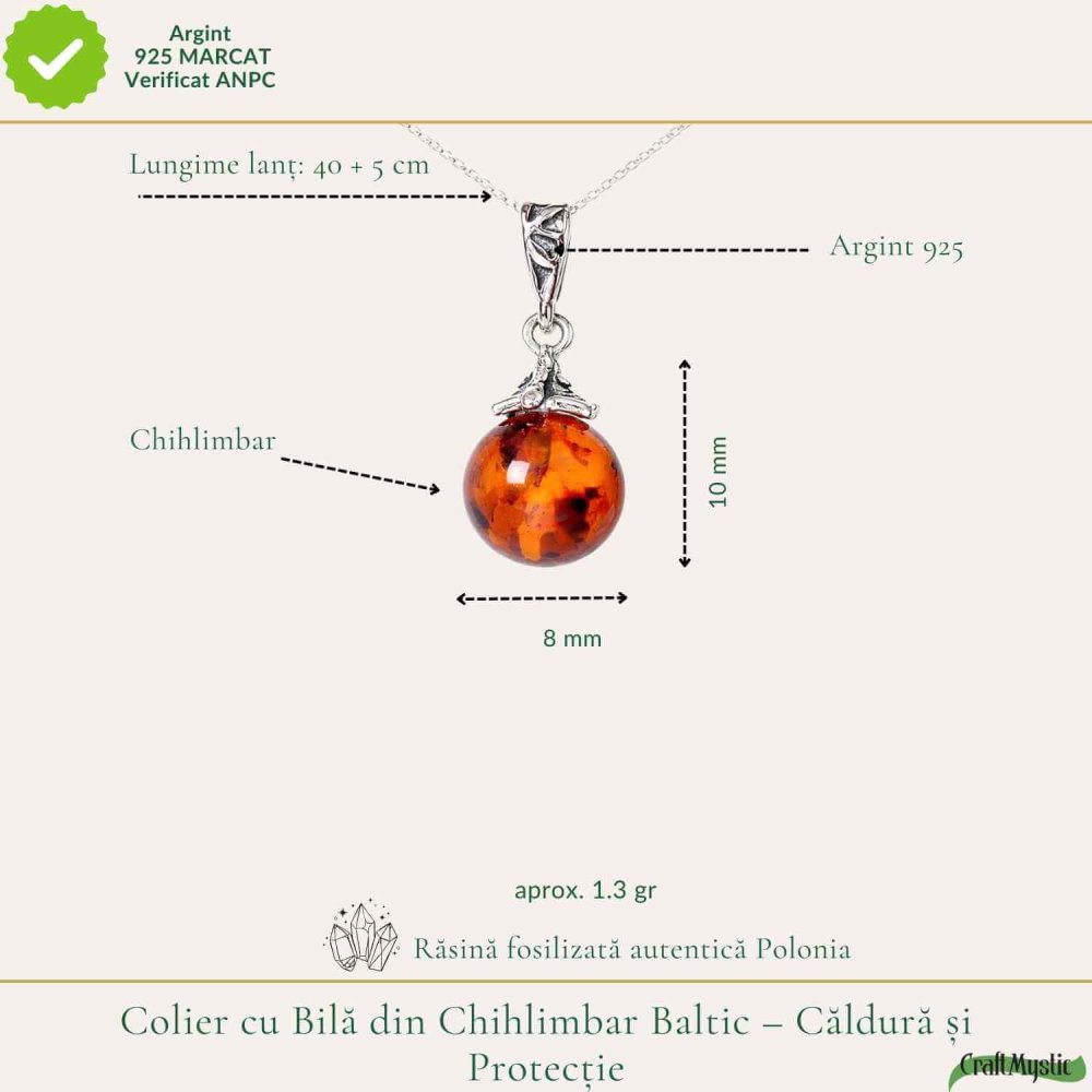 Colier argint 925 bobita cu chihlimbar natural – Vitalitate solara discreta [4]