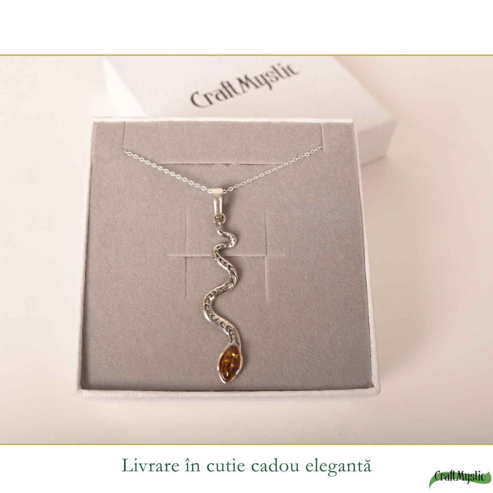 Colier Argint 925 Sarpe cu Chihlimbar Natural – Protecție si Vitalitate [6]