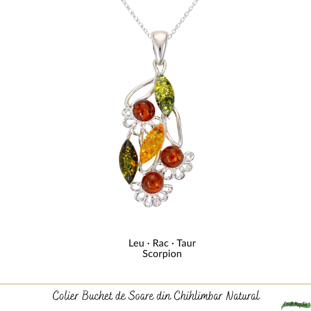 Colier argint 925 buchet flori cu chihlimbar natural – Vitalitate si feminitate [5]