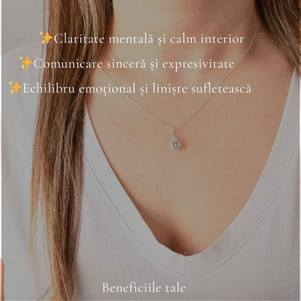 Colier Argint 925 cu Acvamarin Oval Fatetat – Claritate si Calm Interior [3]