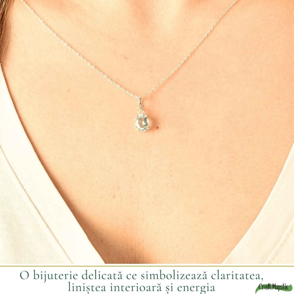 Colier Argint 925 cu Acvamarin Oval Fatetat – Claritate si Calm Interior [2]