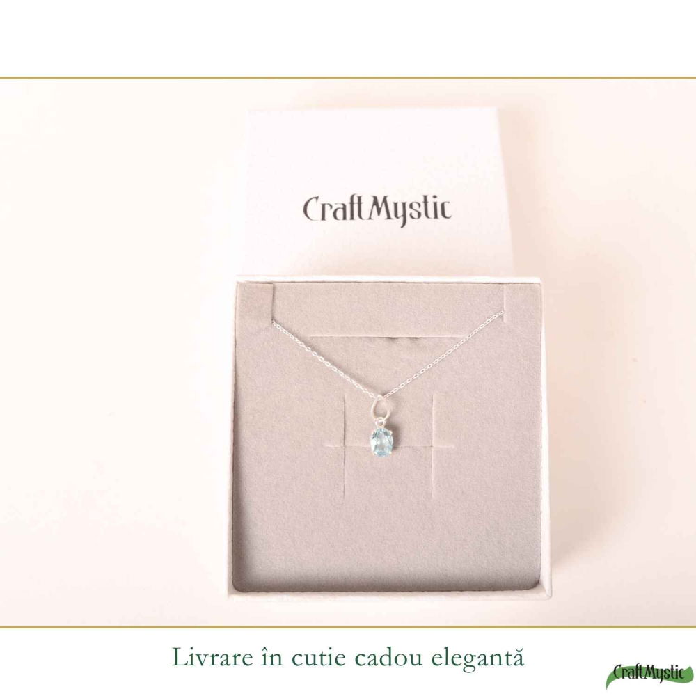 Colier Argint 925 cu Acvamarin Oval Fatetat – Claritate si Calm Interior [6]
