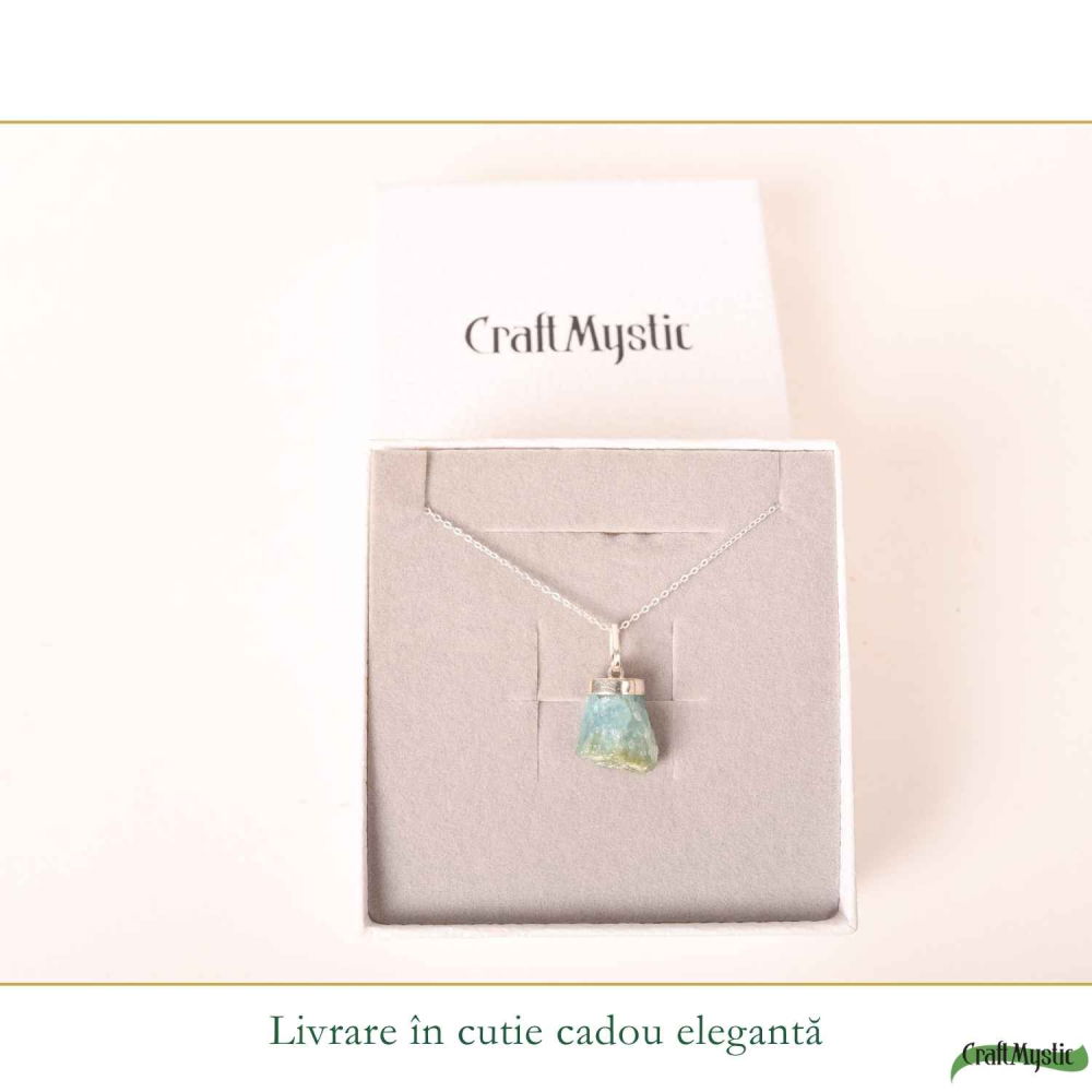 Colier Argint 925 cu Acvamarin Brut Natural – Claritate si Calm Interior [6]