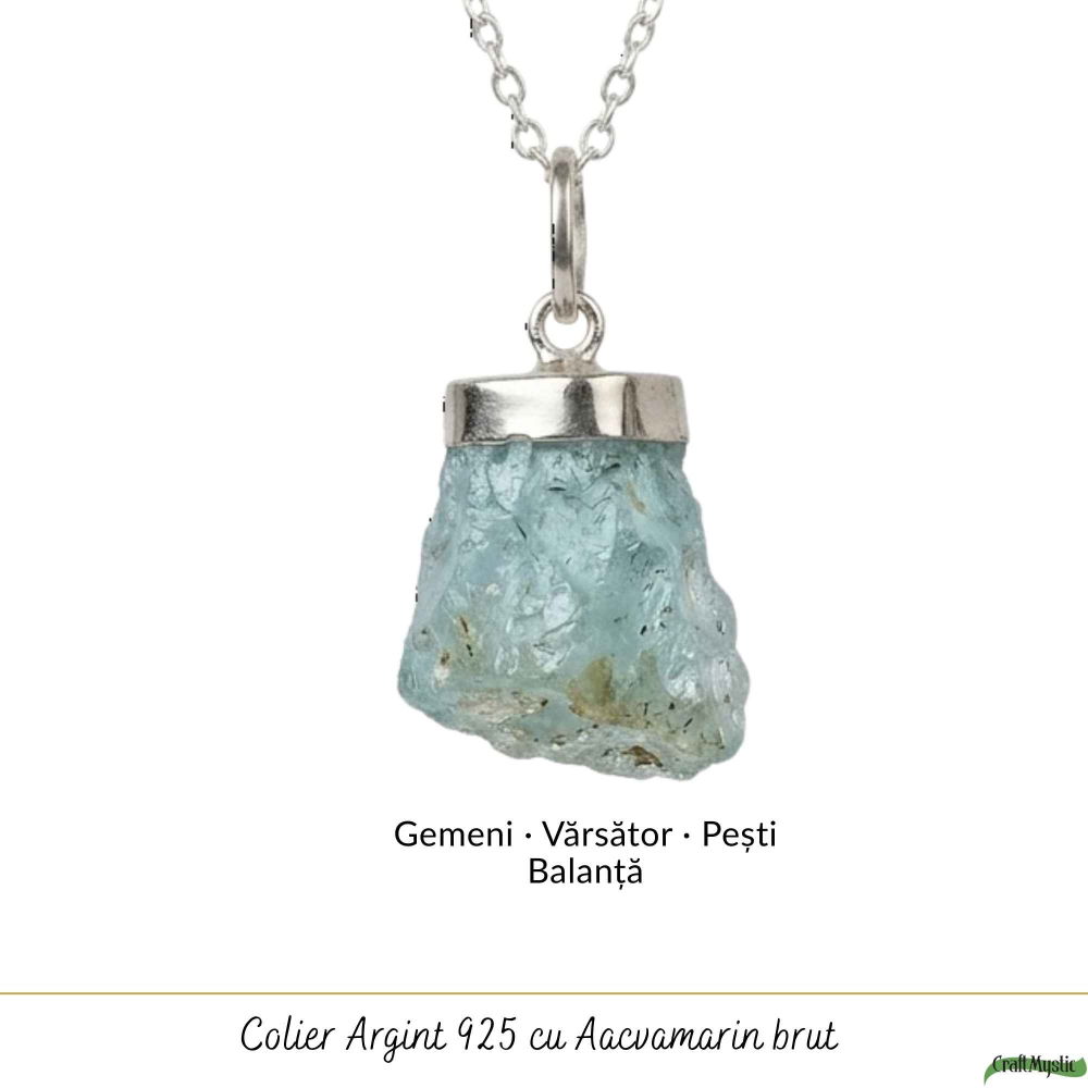 Colier Argint 925 cu Acvamarin Brut Natural – Claritate si Calm Interior [5]