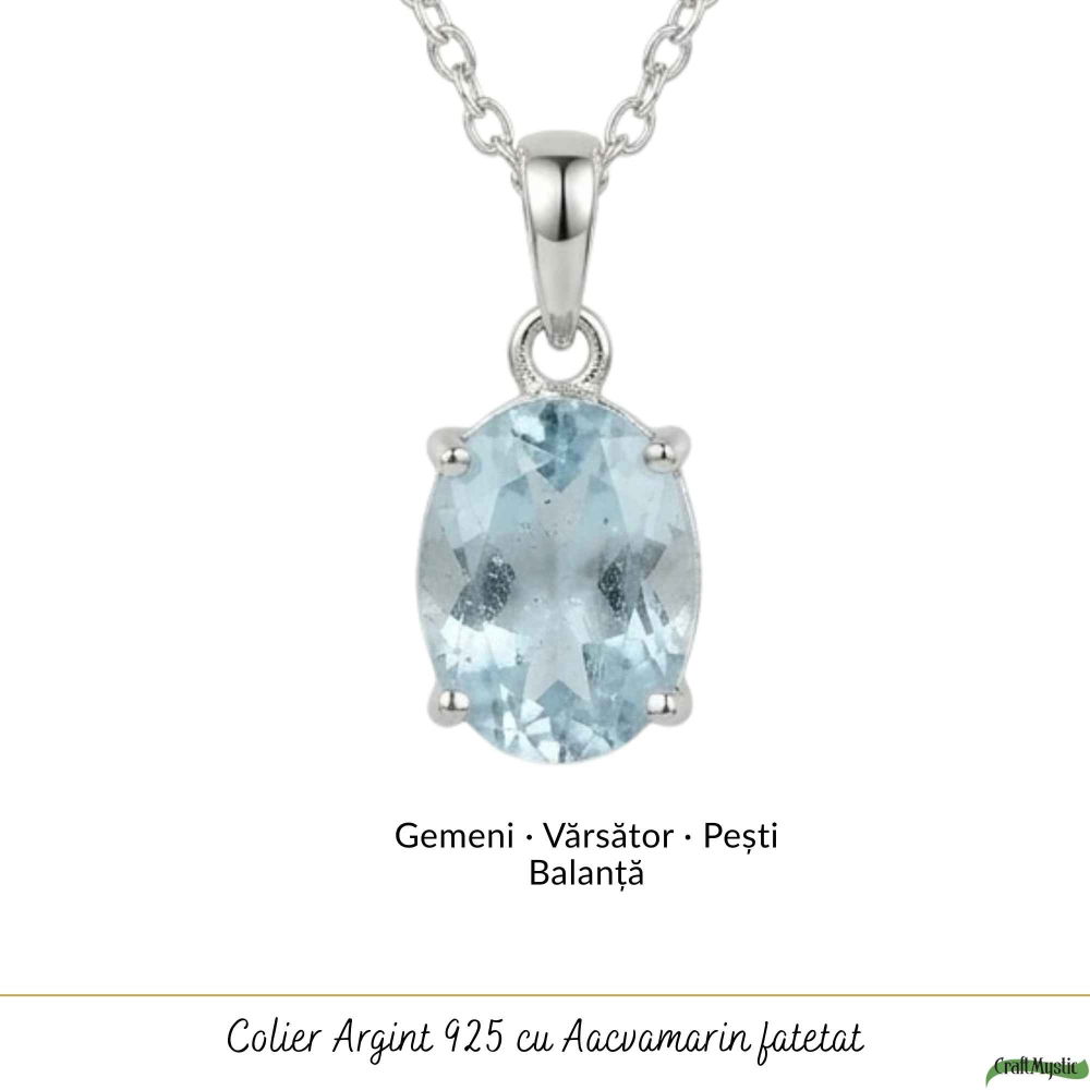 Colier Argint 925 cu Acvamarin Oval Fatetat – Claritate si Calm Interior [5]