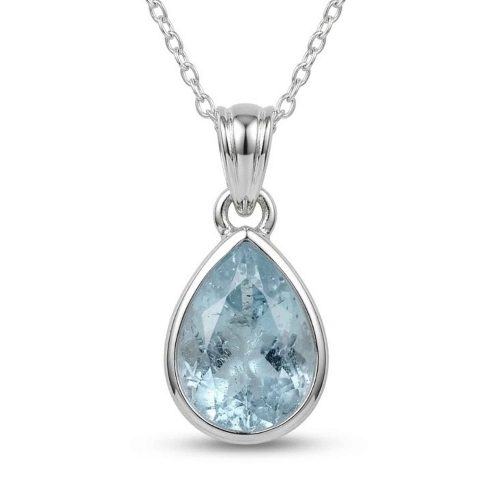 Colier Argint 925 cu Acvamarin Lacrima Fatetat – Claritate si Calm Interior [1]