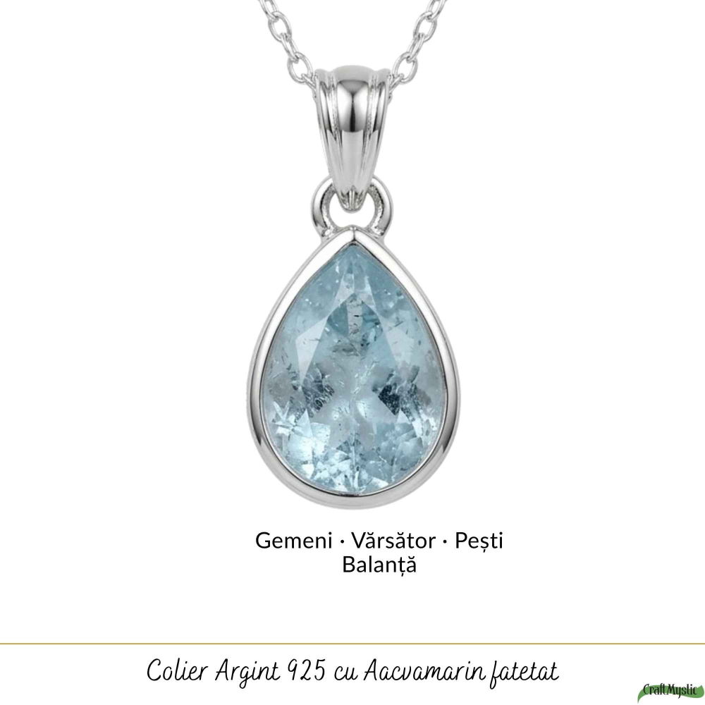 Colier Argint 925 cu Acvamarin Lacrima Fatetat – Claritate si Calm Interior [5]