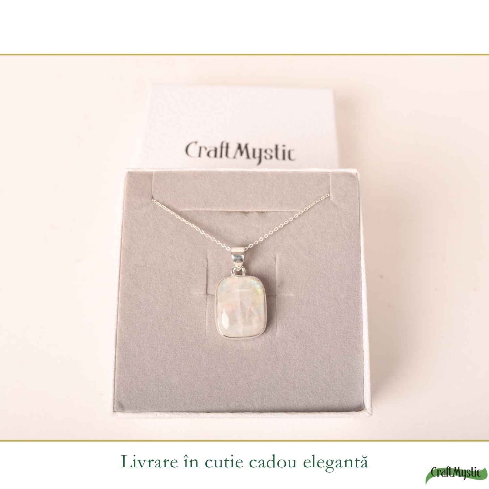 Colier Argint 925 cu Piatra Lunii Dreptunghi – Intuitie si Echilibru Emotional [6]
