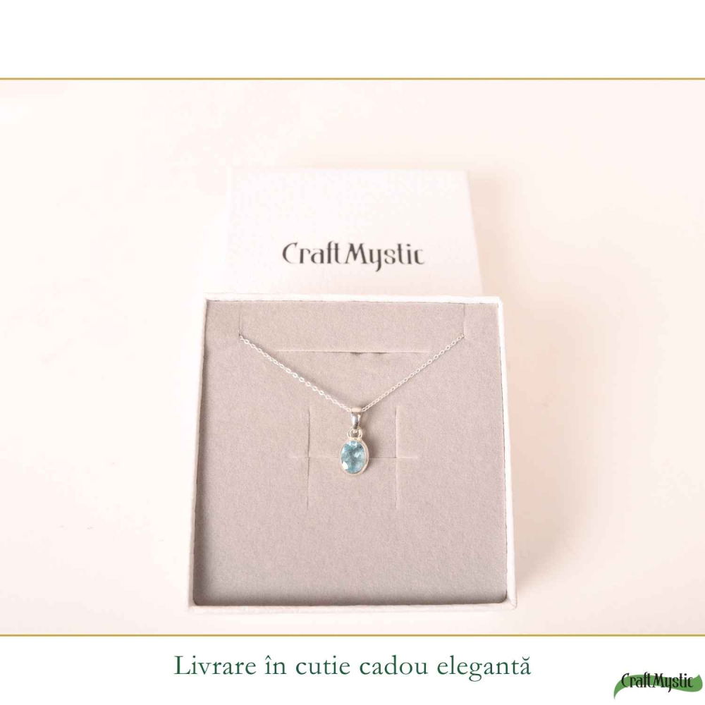 Colier Argint 925 cu Acvamarin Oval Fatetat – Claritate si Calm Interior [6]