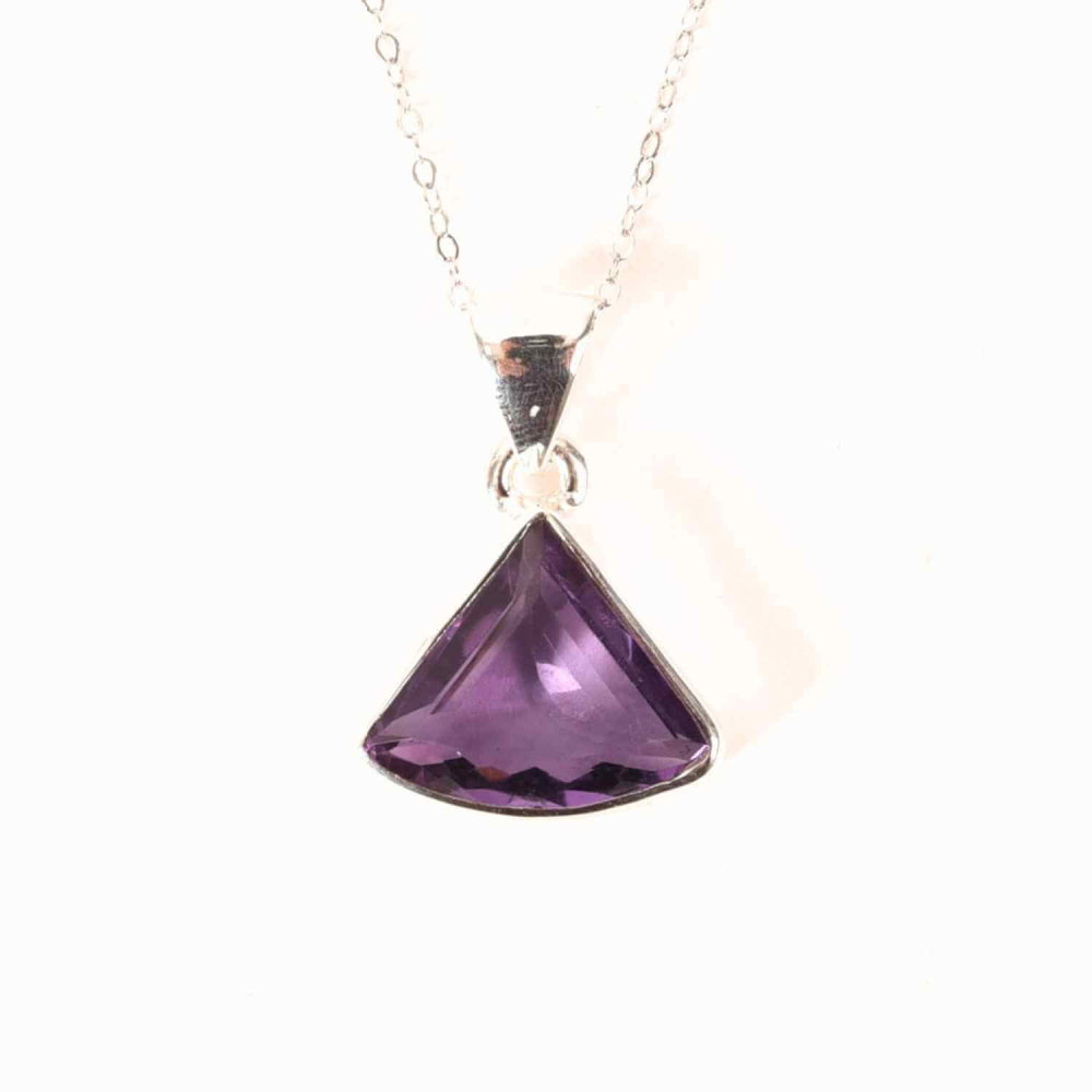 Colier Argint 925 cu Ametist Fatetat Triunghi – Protectie, Claritate si Echilibru Spiritual [6]