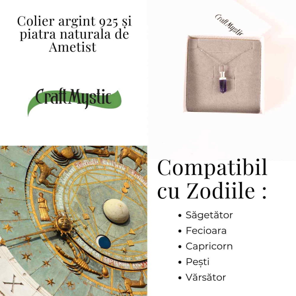 Colier Argint 925 cu Ametist Natural – Claritate, Liniste si Protectie Spirituala [5]