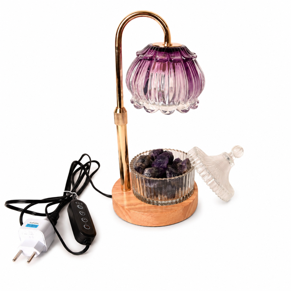 Lampa Floare cu Ametist Brut Natural – Aromaterapie, Relaxare și Energie Armonioasa [7]