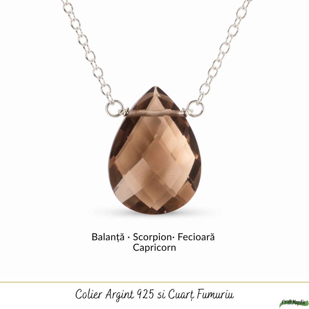 Colier argint 925 cu cuart fumuriu lacrima – protectie ai echilibru emotional [5]