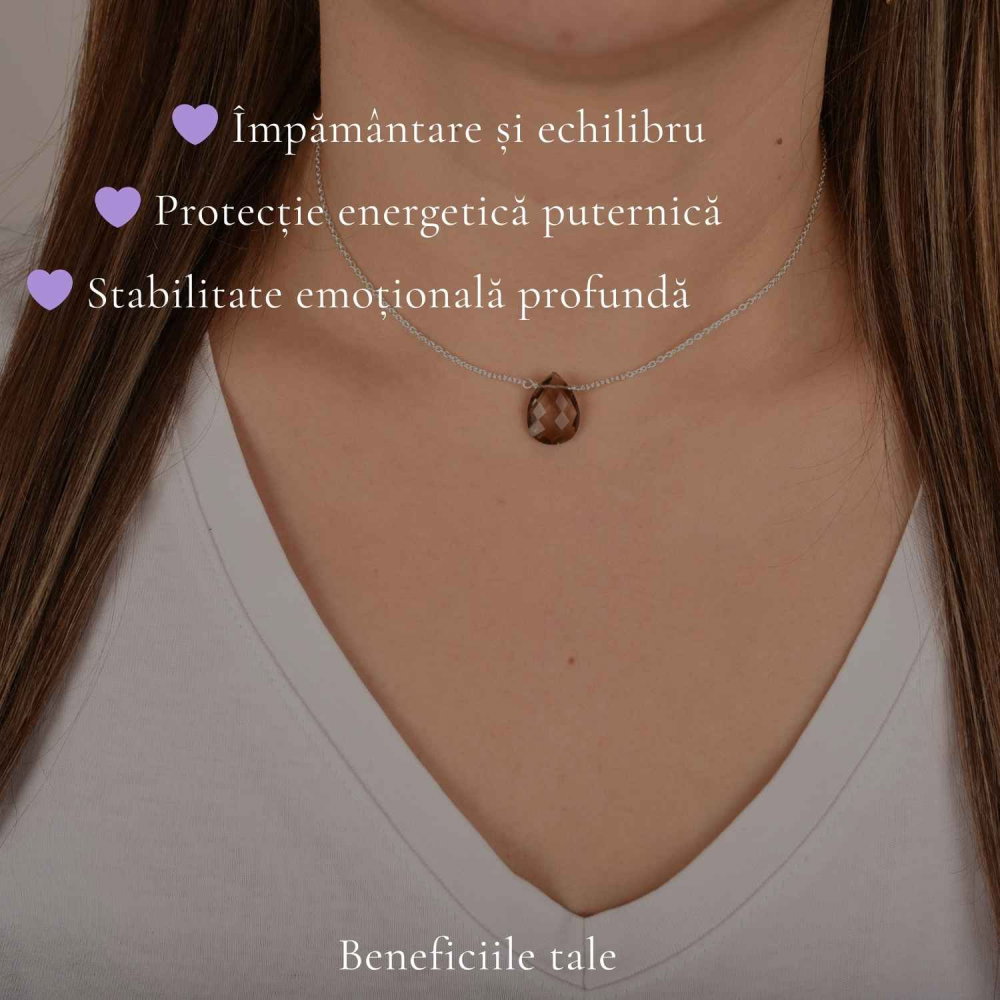 Colier argint 925 cu cuart fumuriu lacrima – protectie ai echilibru emotional [3]