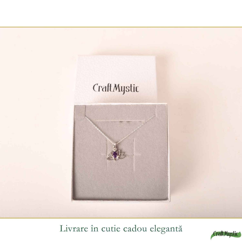 Colier Argint 925 cu Triplu Ametist – Liniste, Protectie si Claritate [6]