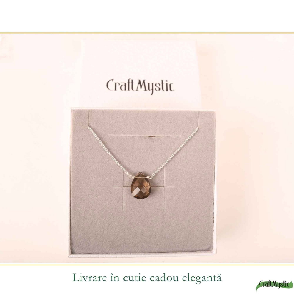 Colier argint 925 cu cuart fumuriu lacrima – protectie ai echilibru emotional [6]