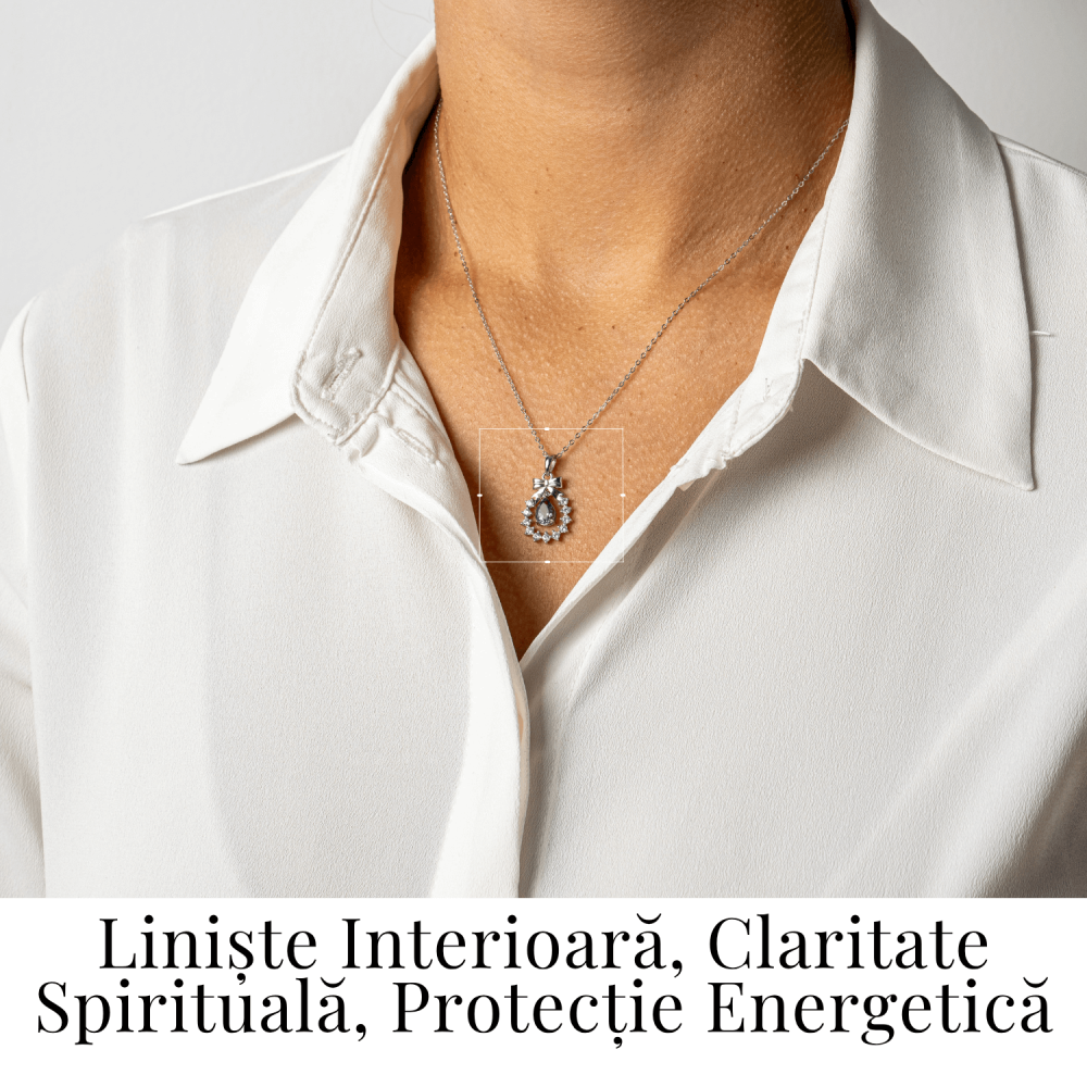 Colier Argint 925 cu Ametist Natural si Zirconiu – Pandantiv Ghirlanda cu Fundita, Simbol al Linistii Interioare si Protectiei Energetice [2]