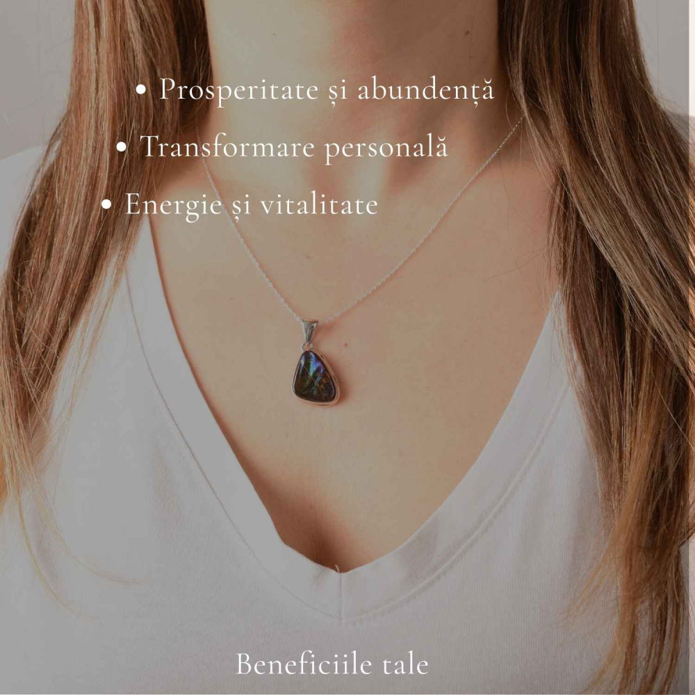 Colier Argint 925 cu Amolit Natural Triunghi – Prosperitate, Energie si Protectie [3]