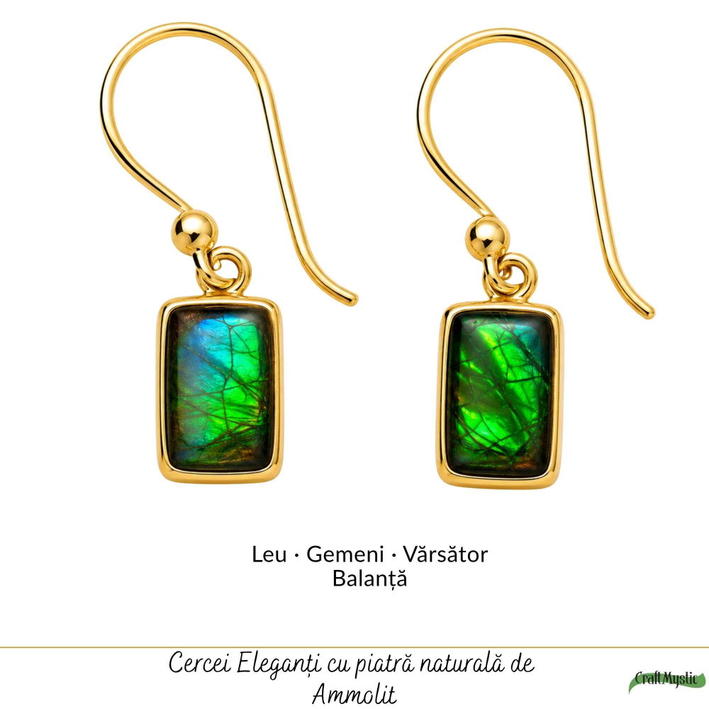 Cercei Argint 925 cu Ammolit Natural Dreptunghiular – Energie si Stralucire Vibranta [5]