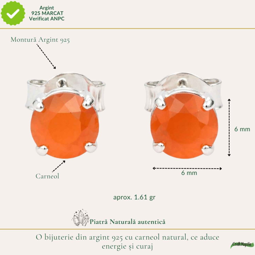 Cercei argint 925 cu carneol rotund – energie si incredere [4]