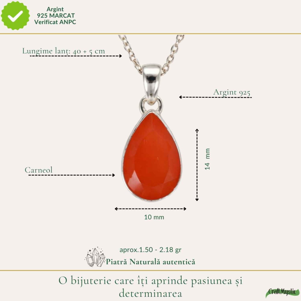 Colier argint 925 cu Carneol fatetat – energie si incredere zilnica [4]