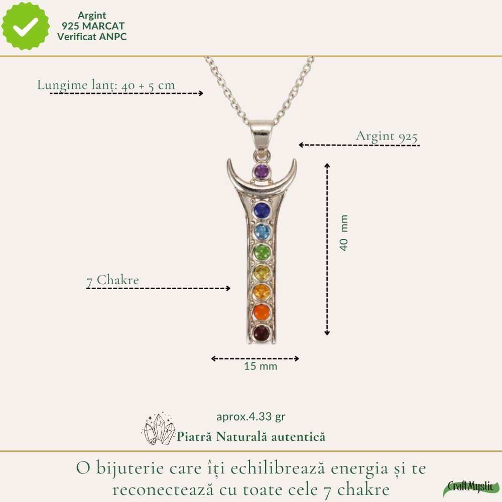 Colier argint 925 cu pietre 7 chakre – echilibru si armonie energetica [4]