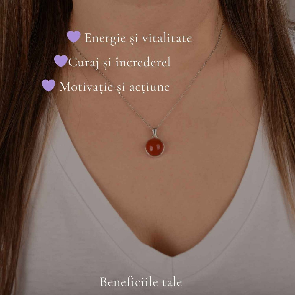 Colier argint 925 cu Carneol rotund – energie si incredere zilnica [3]