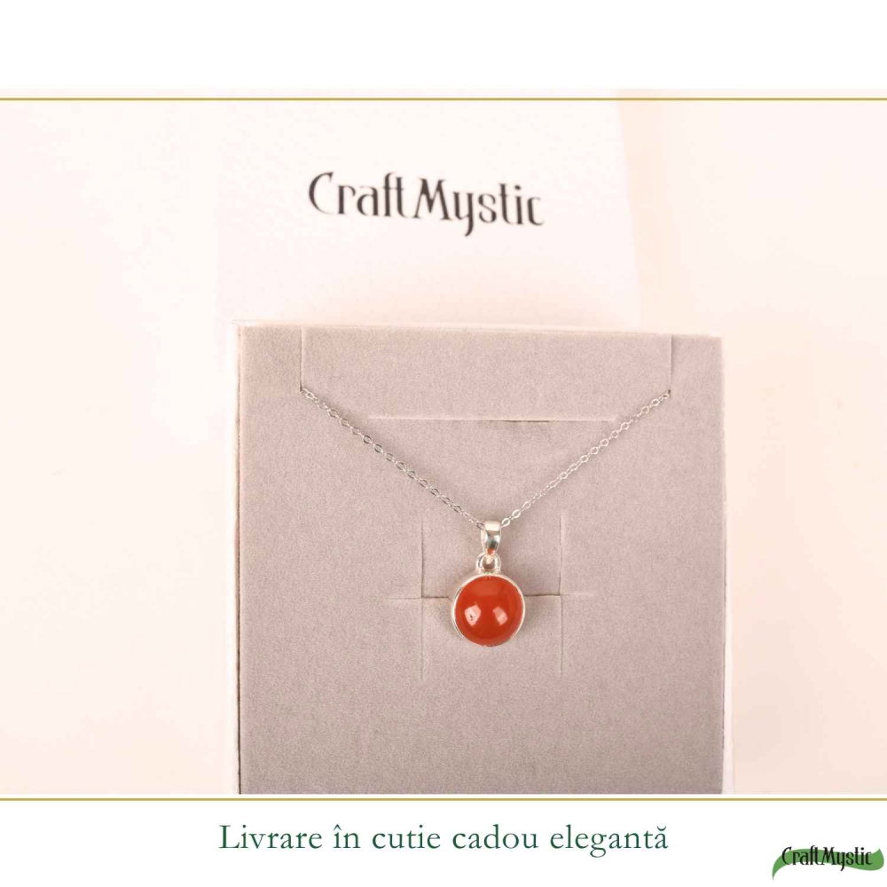 Colier argint 925 cu Carneol rotund – energie si incredere zilnica [6]